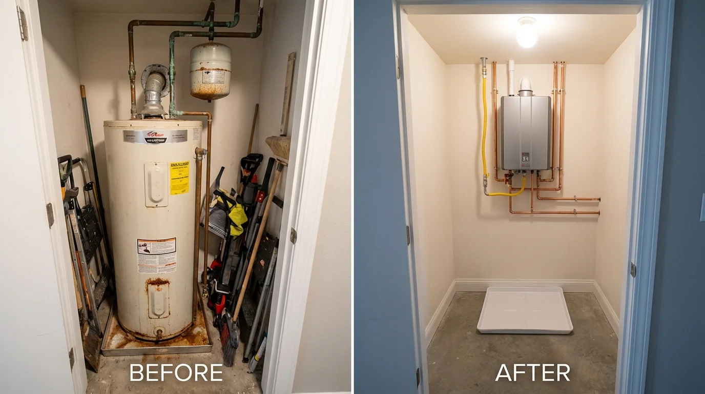 Tank water heater versus wall-mounted tankless unit comparison for Troy, TX homeowners